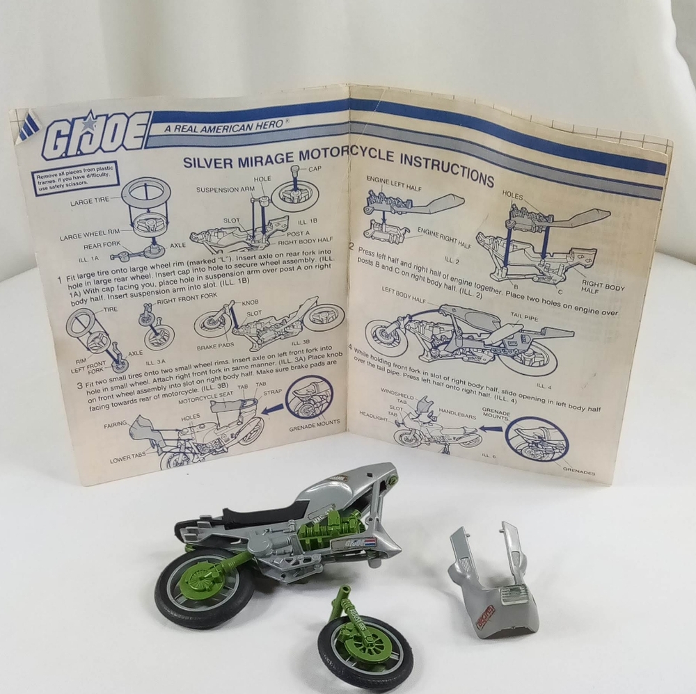 1985 Hasbro GI Joe Silver Mirage Motorcycle With Original Blueprint - Picture 12 of 14